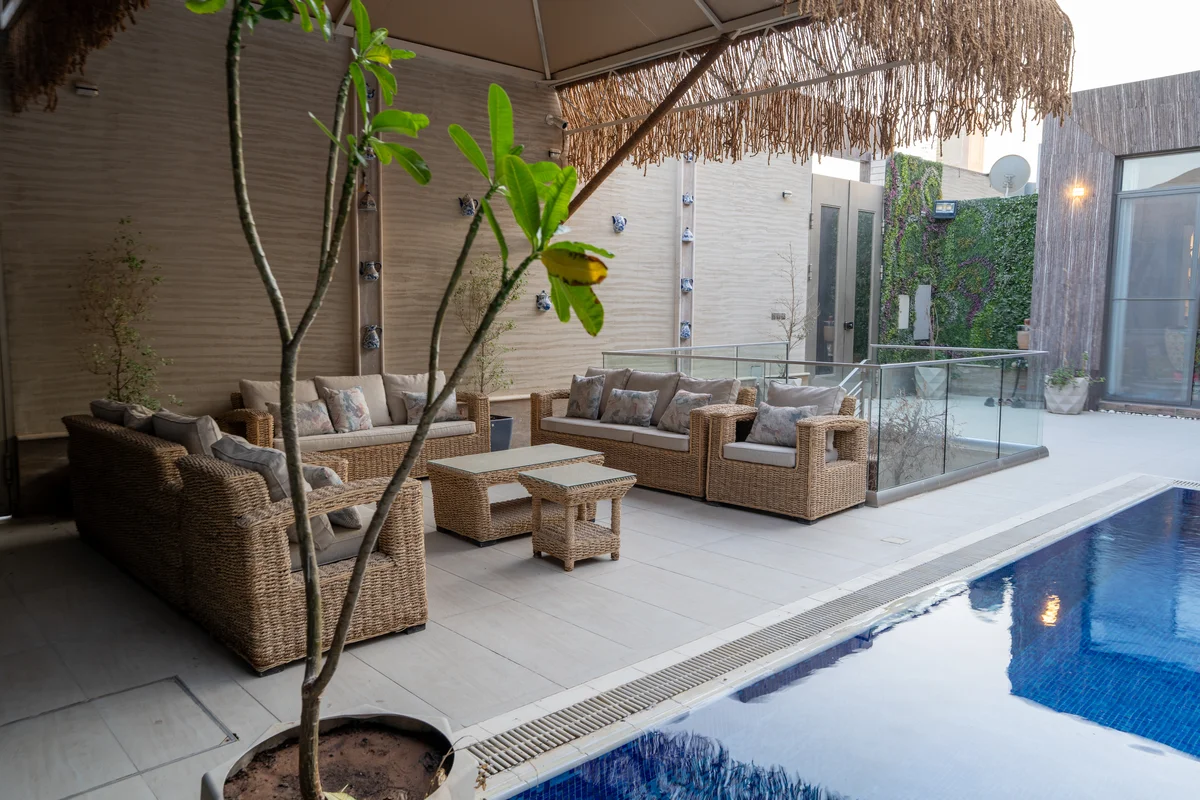 Elegant hallway with modern lighting accents.